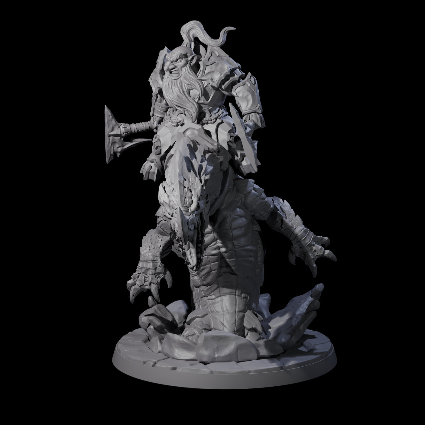 Surprise Dwarf Drake Rider C Miniature for Dungeons and Dragons, Pathfinder or other TTRPGs