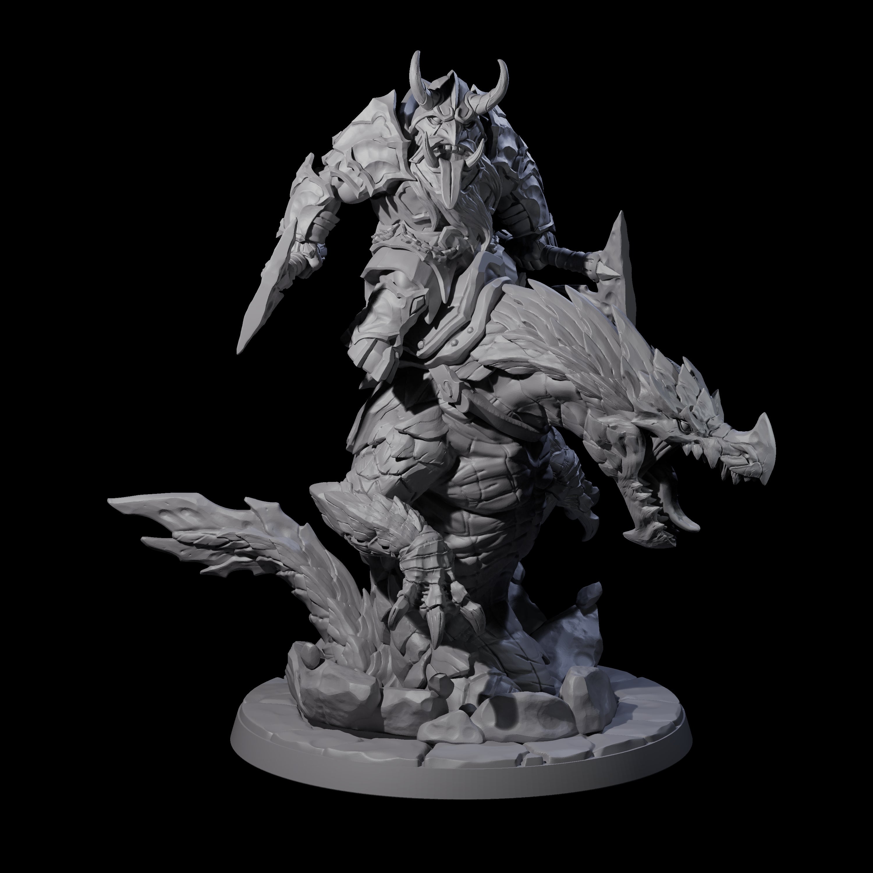 Surprise Dwarf Drake Rider C Miniature for Dungeons and Dragons, Pathfinder or other TTRPGs