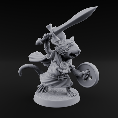 Swashbuckling Mousling Warrior Miniature for Dungeons and Dragons, Pathfinder or other TTRPGs