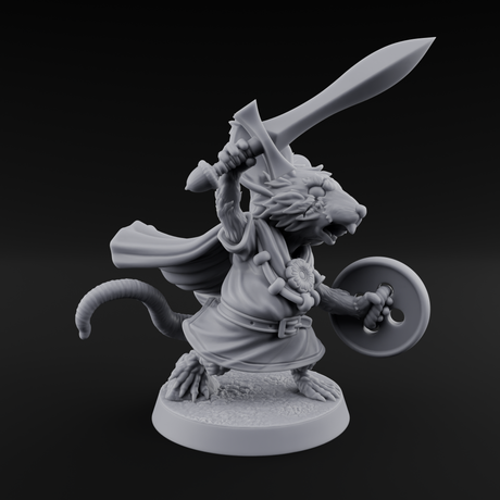 Swashbuckling Mousling Warrior Miniature for Dungeons and Dragons, Pathfinder or other TTRPGs