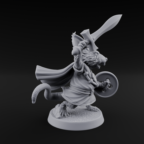 Swashbuckling Mousling Warrior Miniature for Dungeons and Dragons, Pathfinder or other TTRPGs