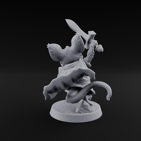 Swashbuckling Mousling Warrior Miniature for Dungeons and Dragons, Pathfinder or other TTRPGs