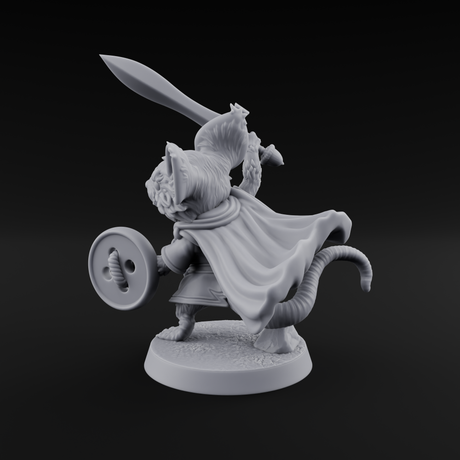 Swashbuckling Mousling Warrior Miniature for Dungeons and Dragons, Pathfinder or other TTRPGs