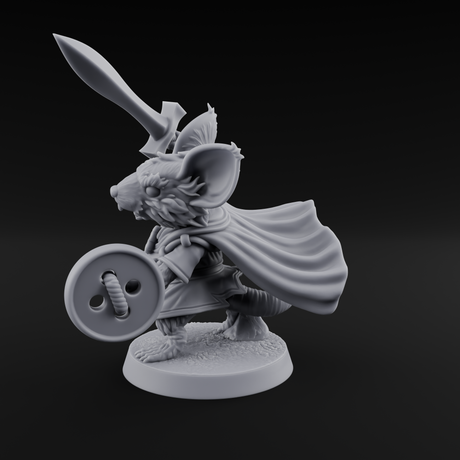 Swashbuckling Mousling Warrior Miniature for Dungeons and Dragons, Pathfinder or other TTRPGs