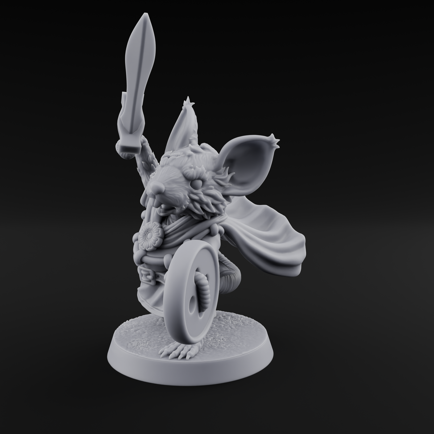 Swashbuckling Mousling Warrior Miniature for Dungeons and Dragons, Pathfinder or other TTRPGs