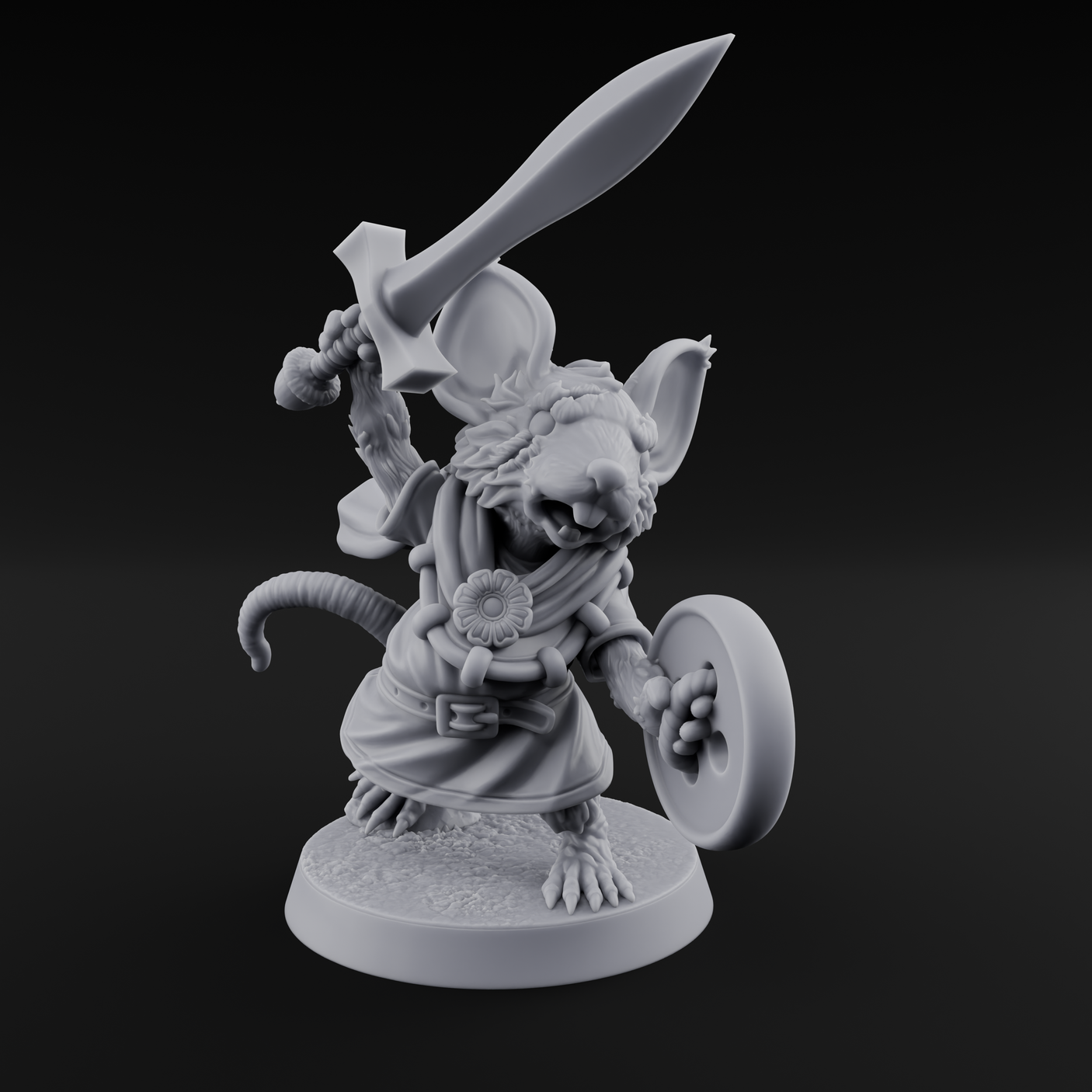 Swashbuckling Mousling Warrior Miniature for Dungeons and Dragons, Pathfinder or other TTRPGs