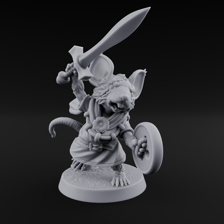 Swashbuckling Mousling Warrior Miniature for Dungeons and Dragons, Pathfinder or other TTRPGs