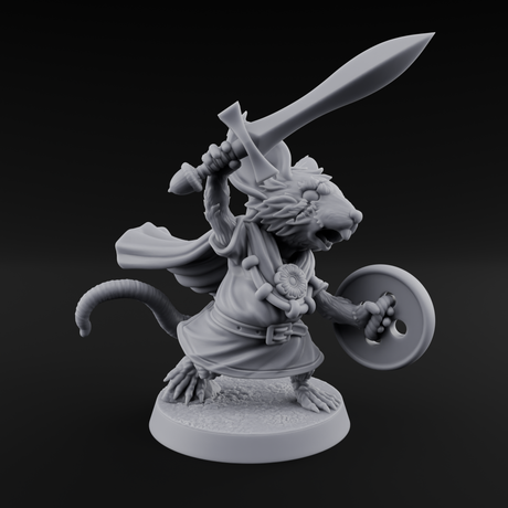 Swashbuckling Mousling Warrior Miniature for Dungeons and Dragons, Pathfinder or other TTRPGs