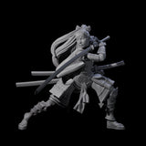 Sweeping Female Samuari Miniature for Dungeons and Dragons, Pathfinder or other TTRPGs