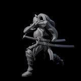 Sweeping Female Samuari Miniature for Dungeons and Dragons, Pathfinder or other TTRPGs