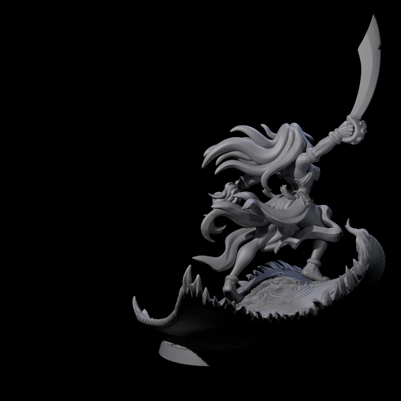 Sweeping Princess on Magic Carpet Miniature for Dungeons and Dragons, Pathfinder or other TTRPGs