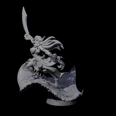 Sweeping Princess on Magic Carpet Miniature for Dungeons and Dragons, Pathfinder or other TTRPGs