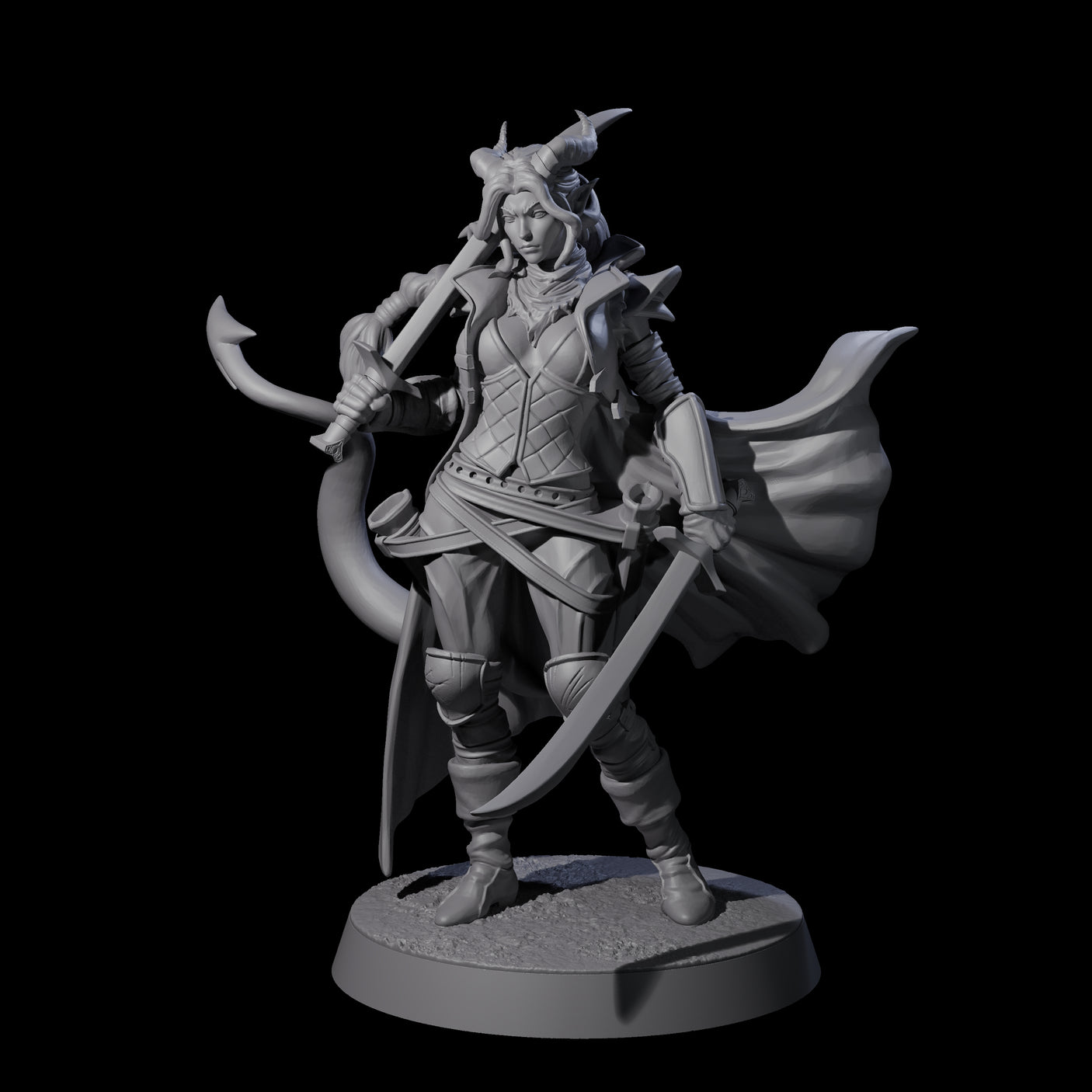 Sweeping Tiefling Swashbuckler Miniature for Dungeons and Dragons, Pathfinder or other TTRPGs