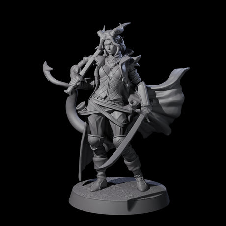 Sweeping Tiefling Swashbuckler Miniature for Dungeons and Dragons, Pathfinder or other TTRPGs