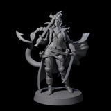 Sweeping Tiefling Swashbuckler Miniature for Dungeons and Dragons, Pathfinder or other TTRPGs