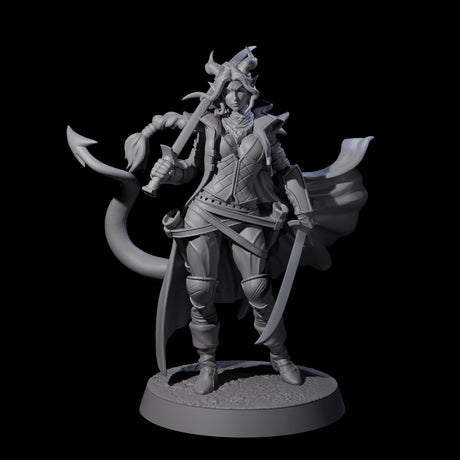 Sweeping Tiefling Swashbuckler Miniature for Dungeons and Dragons, Pathfinder or other TTRPGs
