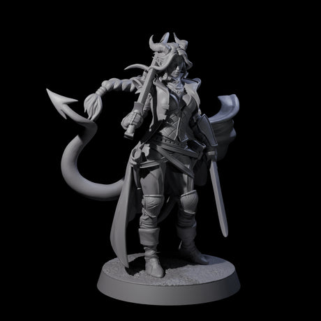 Sweeping Tiefling Swashbuckler Miniature for Dungeons and Dragons, Pathfinder or other TTRPGs