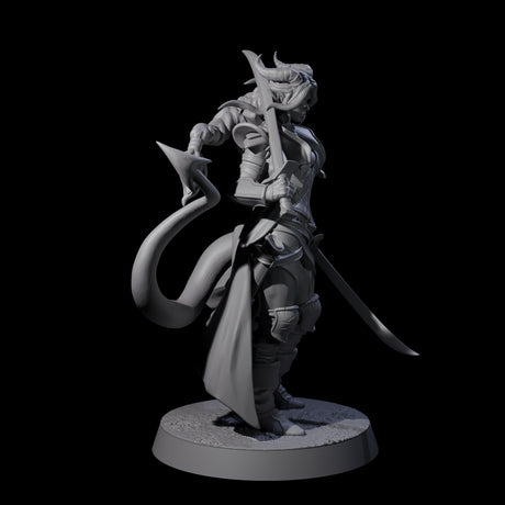 Sweeping Tiefling Swashbuckler Miniature for Dungeons and Dragons, Pathfinder or other TTRPGs