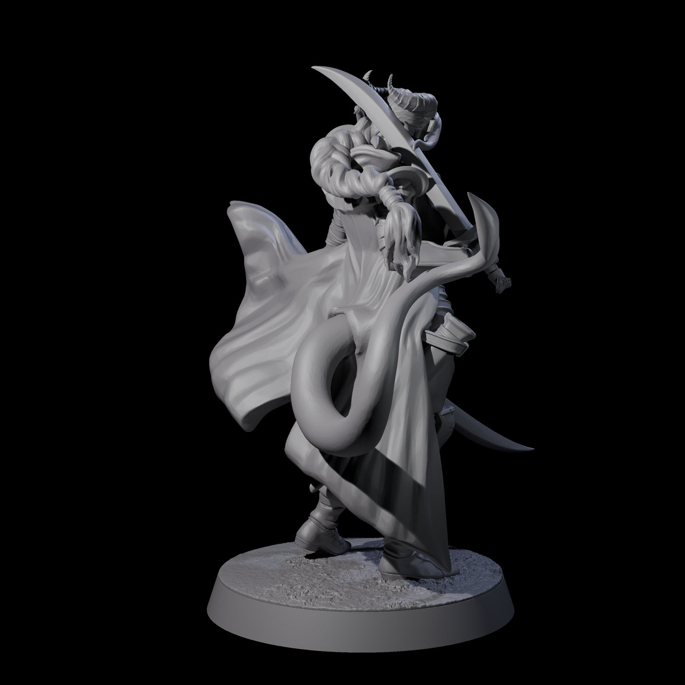 Sweeping Tiefling Swashbuckler Miniature for Dungeons and Dragons, Pathfinder or other TTRPGs