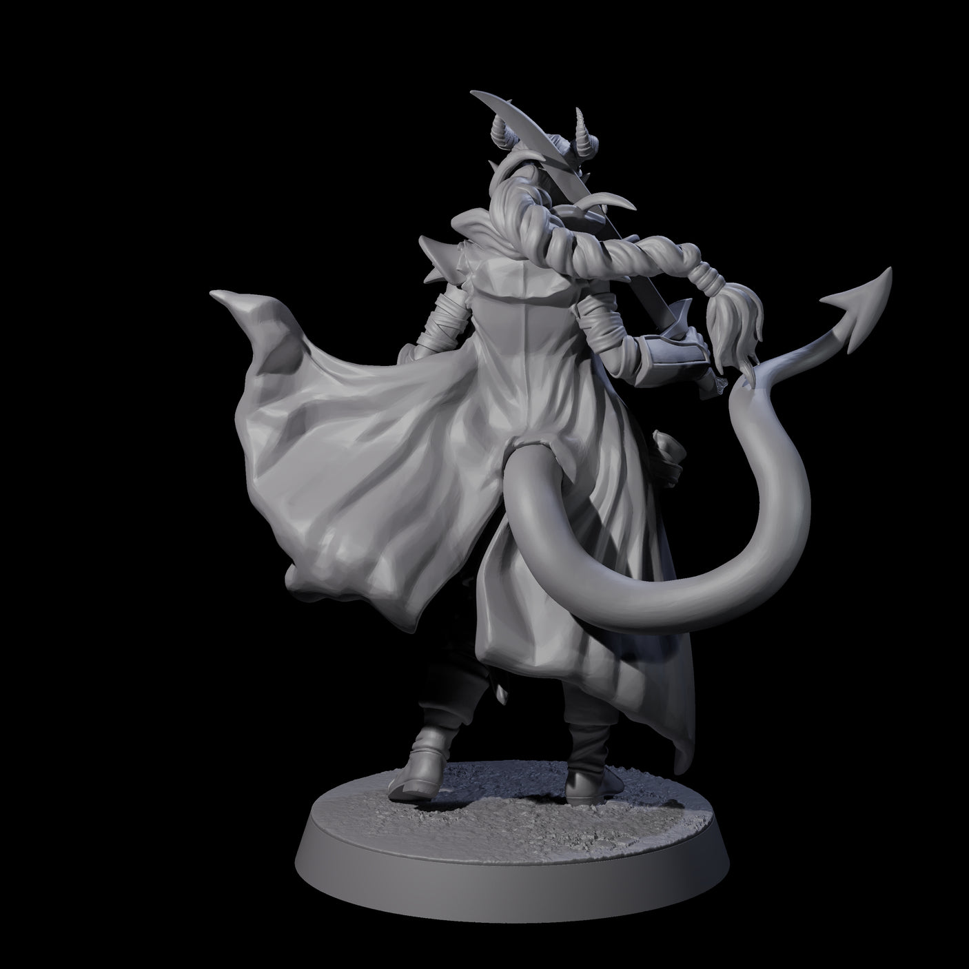 Sweeping Tiefling Swashbuckler Miniature for Dungeons and Dragons, Pathfinder or other TTRPGs