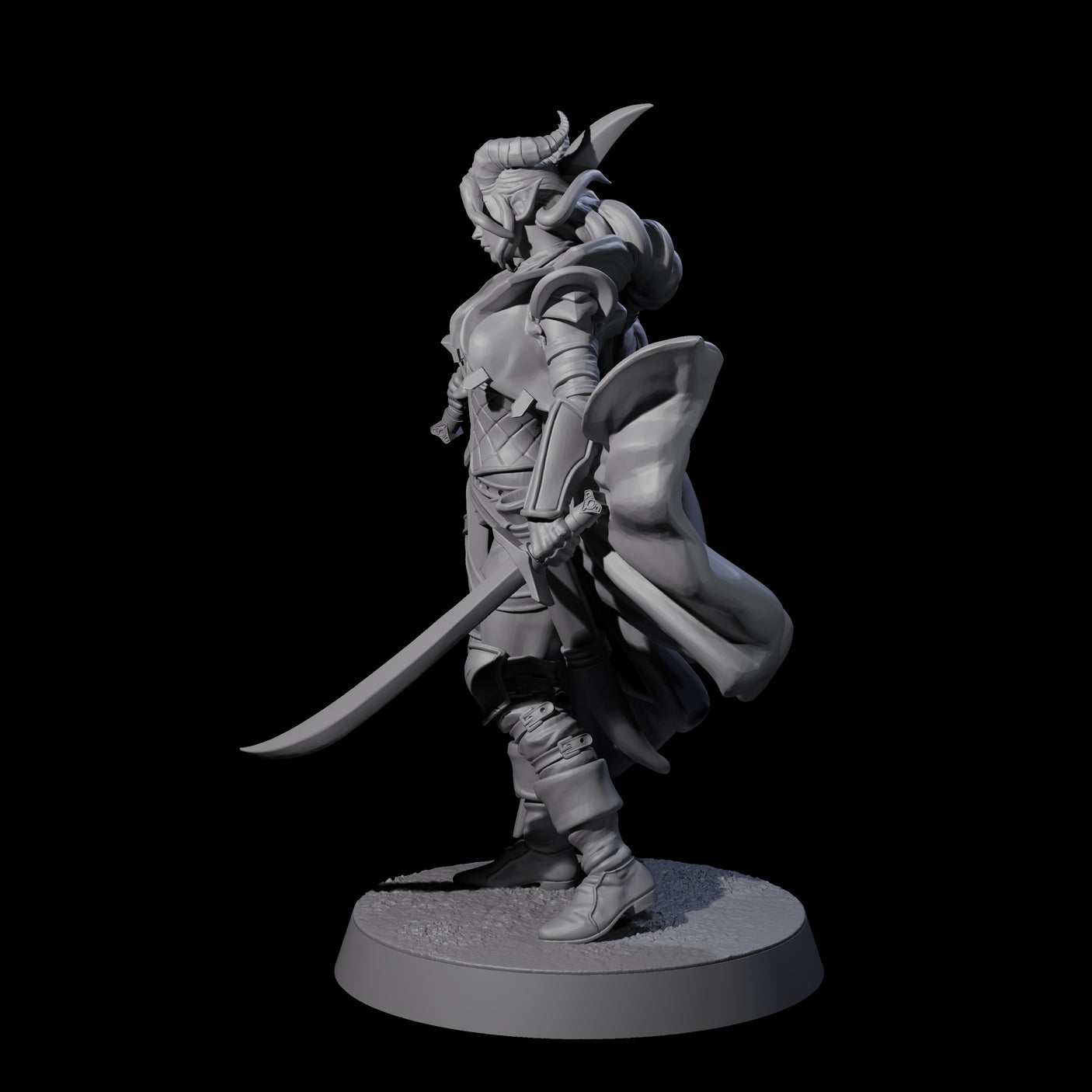 Sweeping Tiefling Swashbuckler Miniature for Dungeons and Dragons, Pathfinder or other TTRPGs
