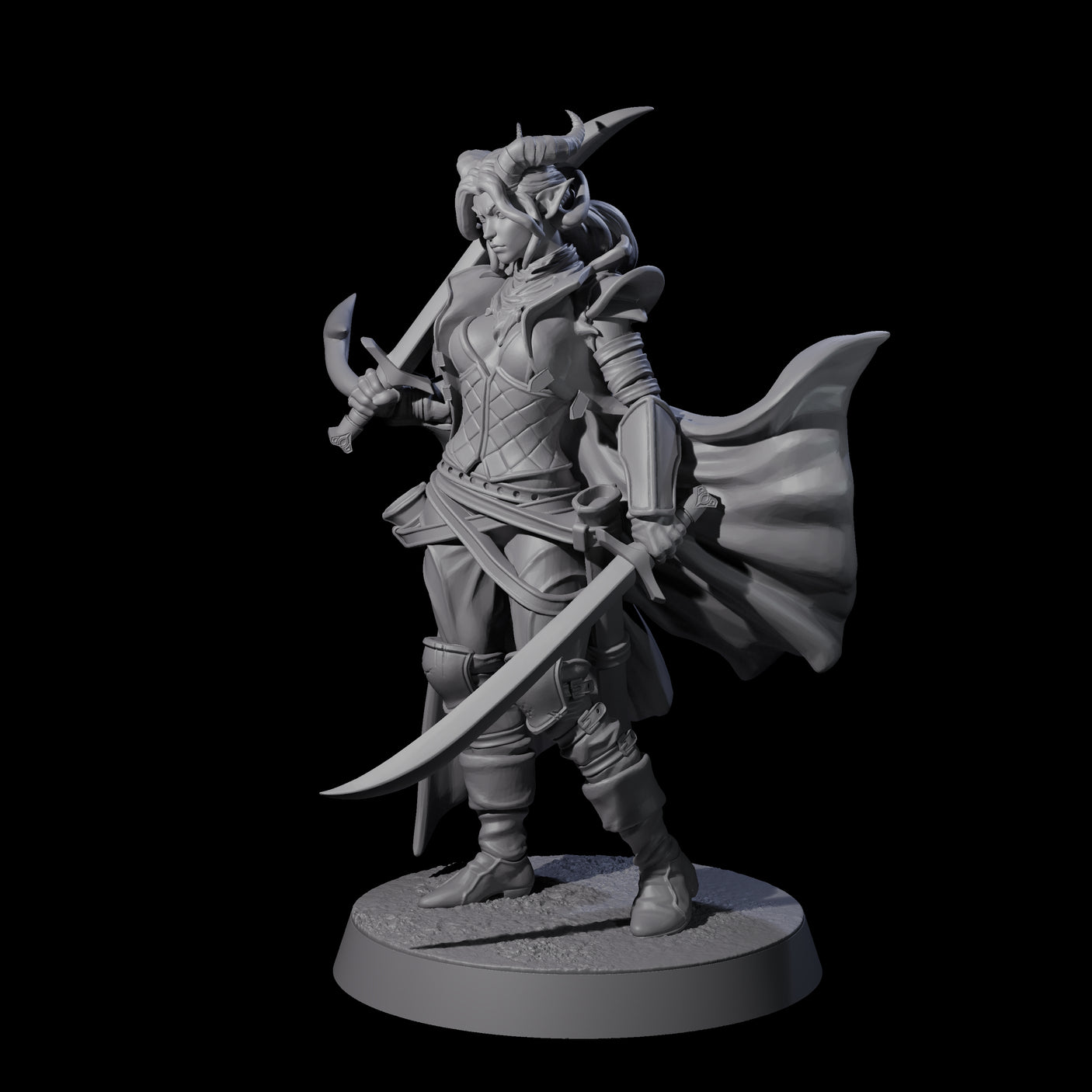 Sweeping Tiefling Swashbuckler Miniature for Dungeons and Dragons, Pathfinder or other TTRPGs