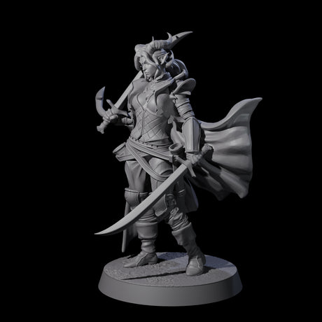 Sweeping Tiefling Swashbuckler Miniature for Dungeons and Dragons, Pathfinder or other TTRPGs