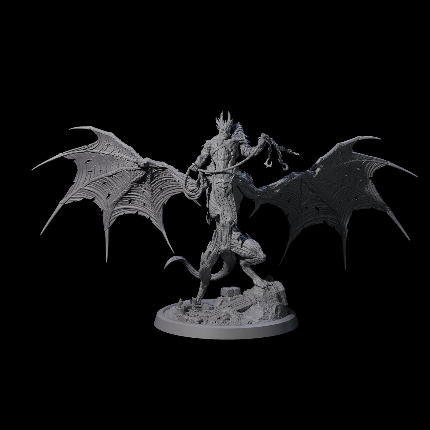 Swinging Bat-Like Cambion D Miniature for Dungeons and Dragons, Pathfinder or other TTRPGs