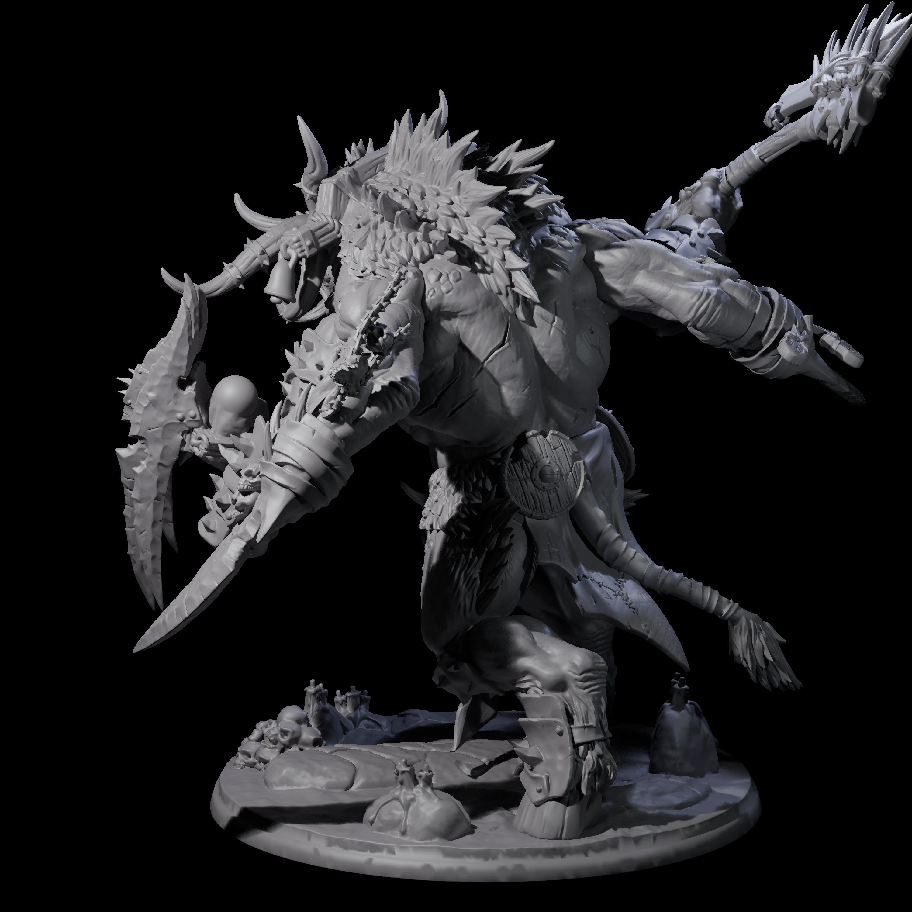Swinging Beastman Colossus Miniature for Dungeons and Dragons, Pathfinder or other TTRPGs