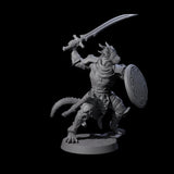 Swinging Dragonborn Flameblade A Miniature for Dungeons and Dragons, Pathfinder or other TTRPGs