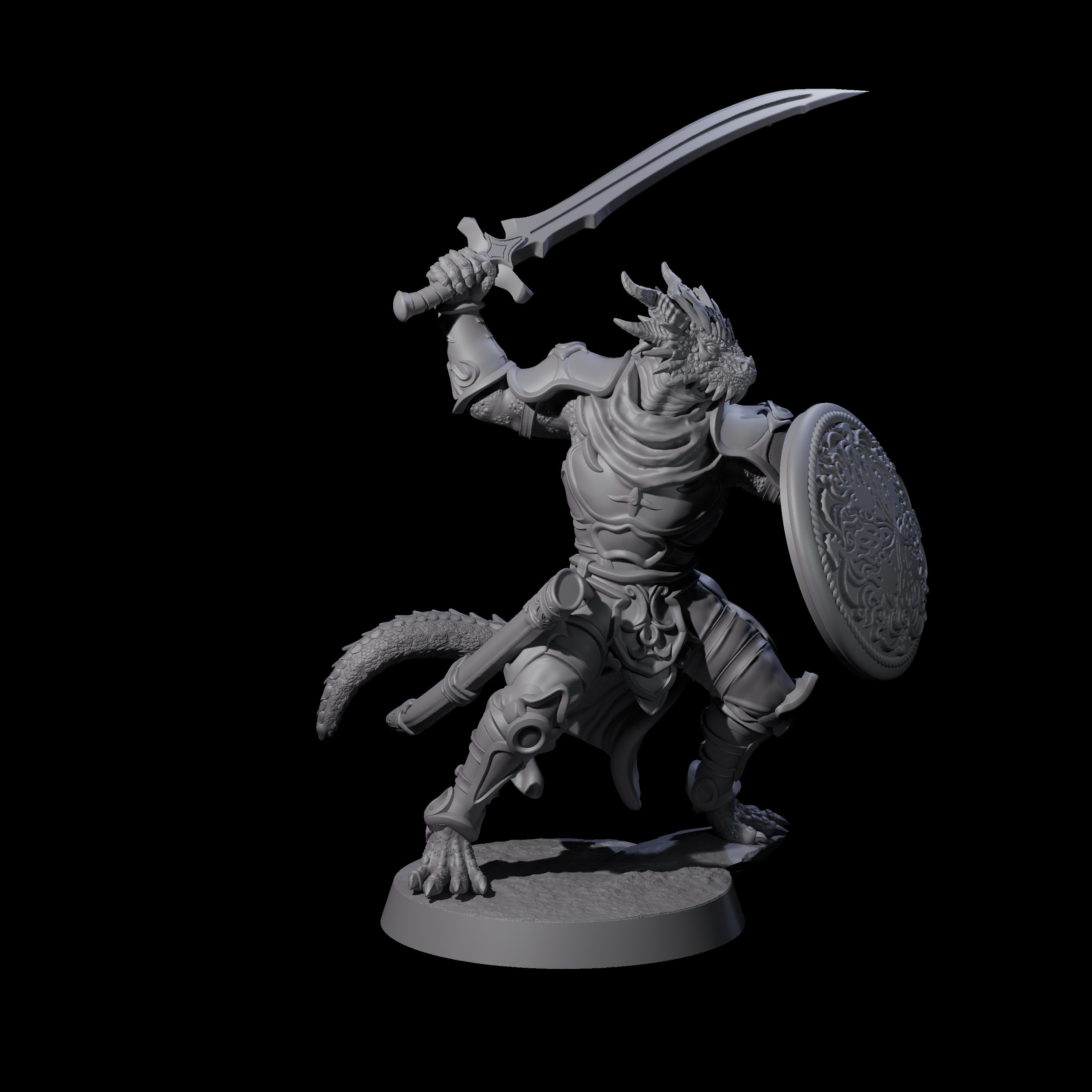 Swinging Dragonborn Flameblade A Miniature for Dungeons and Dragons, Pathfinder or other TTRPGs