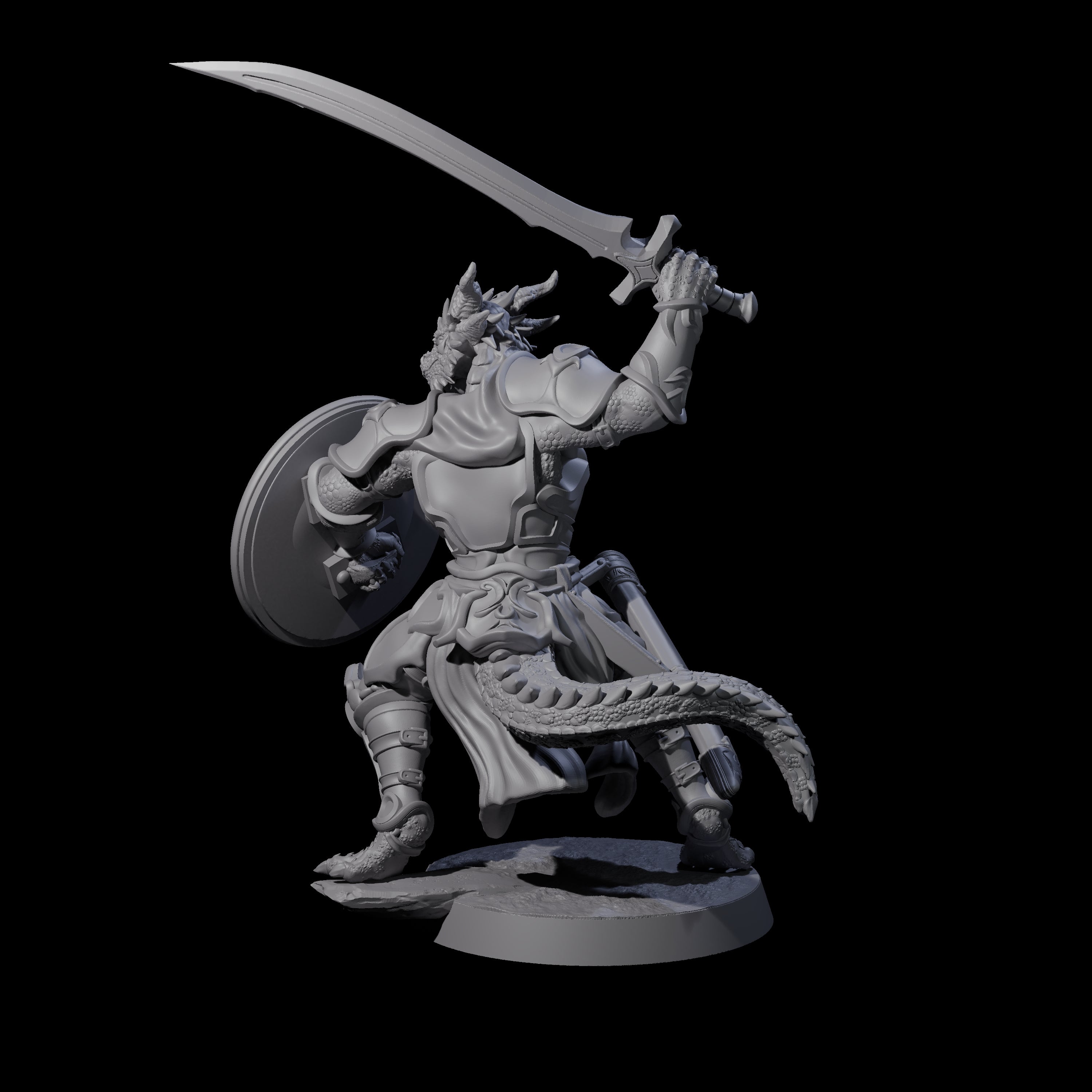 Swinging Dragonborn Flameblade A Miniature for Dungeons and Dragons, Pathfinder or other TTRPGs