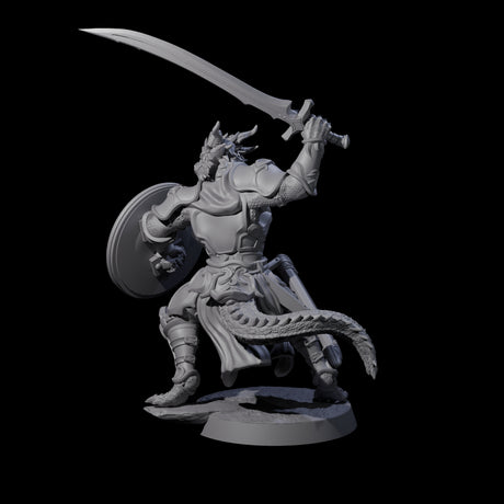 Swinging Dragonborn Flameblade A Miniature for Dungeons and Dragons, Pathfinder or other TTRPGs