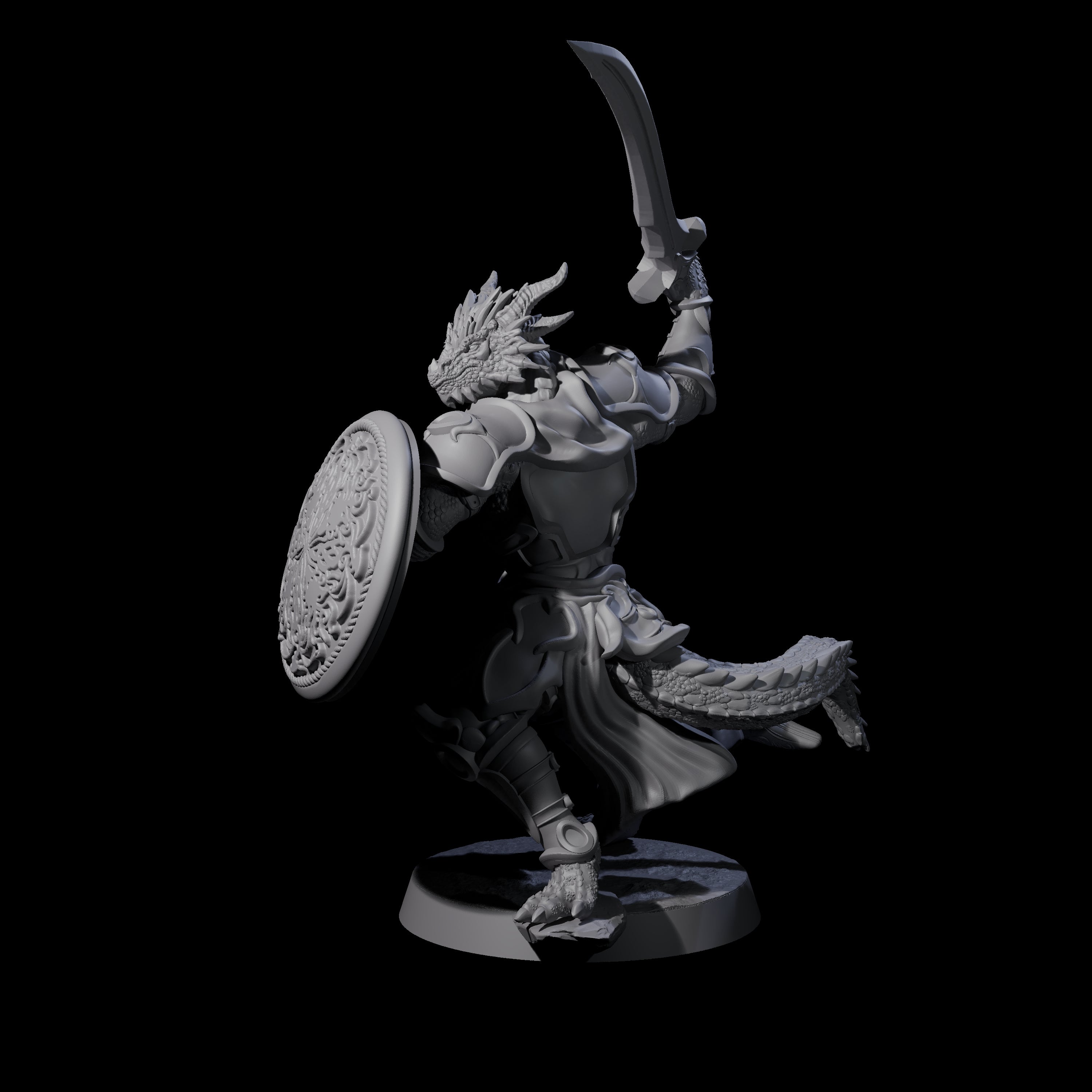 Swinging Dragonborn Flameblade A Miniature for Dungeons and Dragons, Pathfinder or other TTRPGs