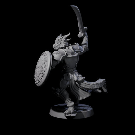 Swinging Dragonborn Flameblade A Miniature for Dungeons and Dragons, Pathfinder or other TTRPGs