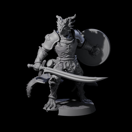 Swinging Dragonborn Flameblade B Miniature for Dungeons and Dragons, Pathfinder or other TTRPGs