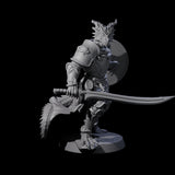Swinging Dragonborn Flameblade B Miniature for Dungeons and Dragons, Pathfinder or other TTRPGs