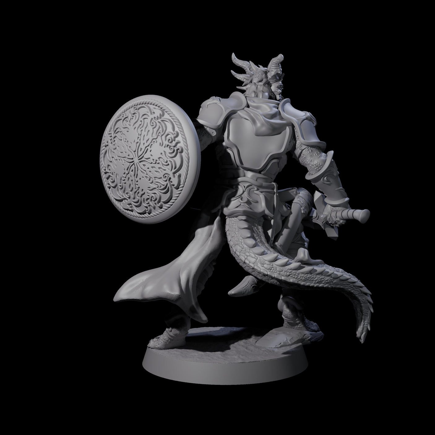 Swinging Dragonborn Flameblade B Miniature for Dungeons and Dragons, Pathfinder or other TTRPGs
