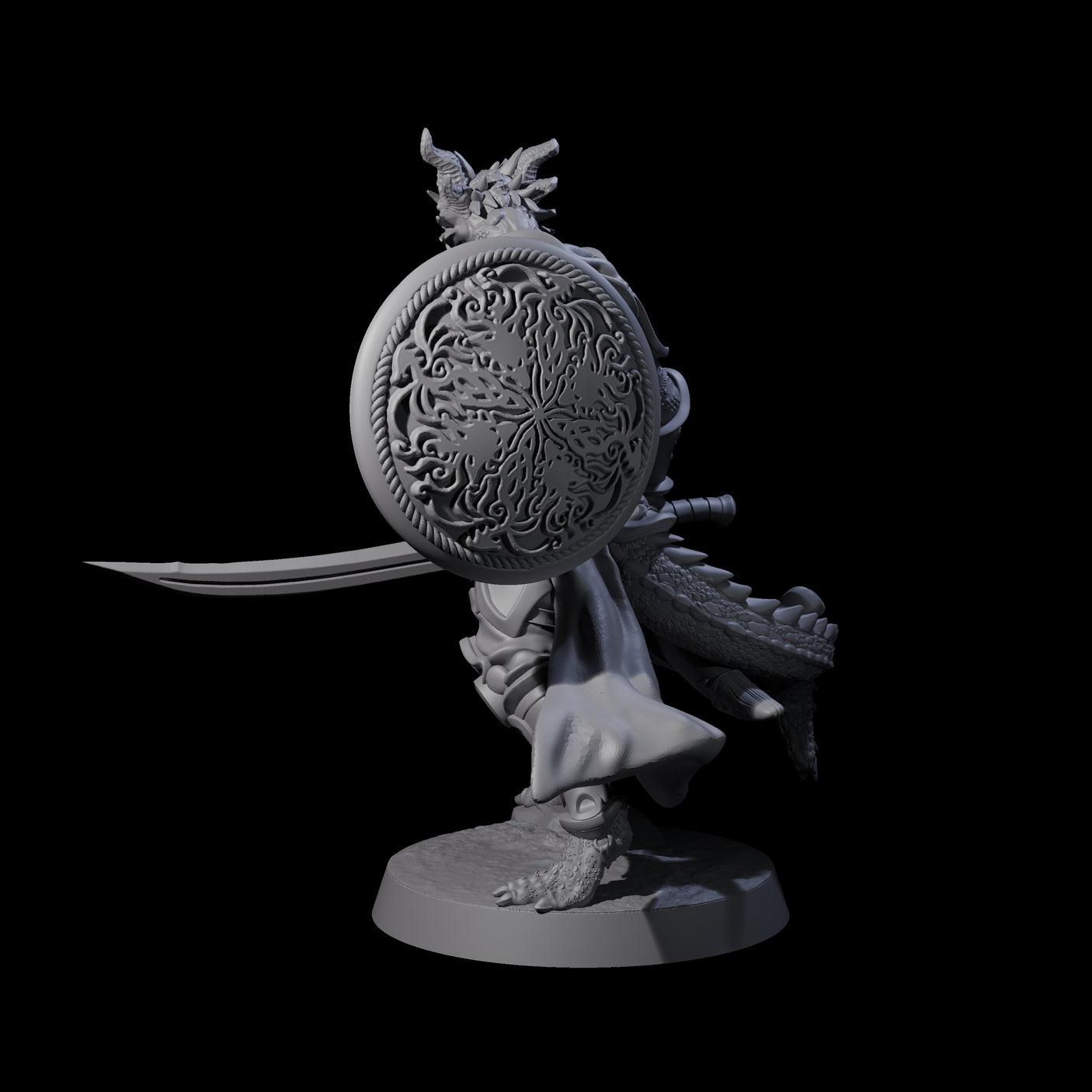 Swinging Dragonborn Flameblade B Miniature for Dungeons and Dragons, Pathfinder or other TTRPGs