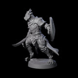 Swinging Dragonborn Flameblade B Miniature for Dungeons and Dragons, Pathfinder or other TTRPGs