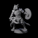 Swinging Dragonborn Flameblade B Miniature for Dungeons and Dragons, Pathfinder or other TTRPGs