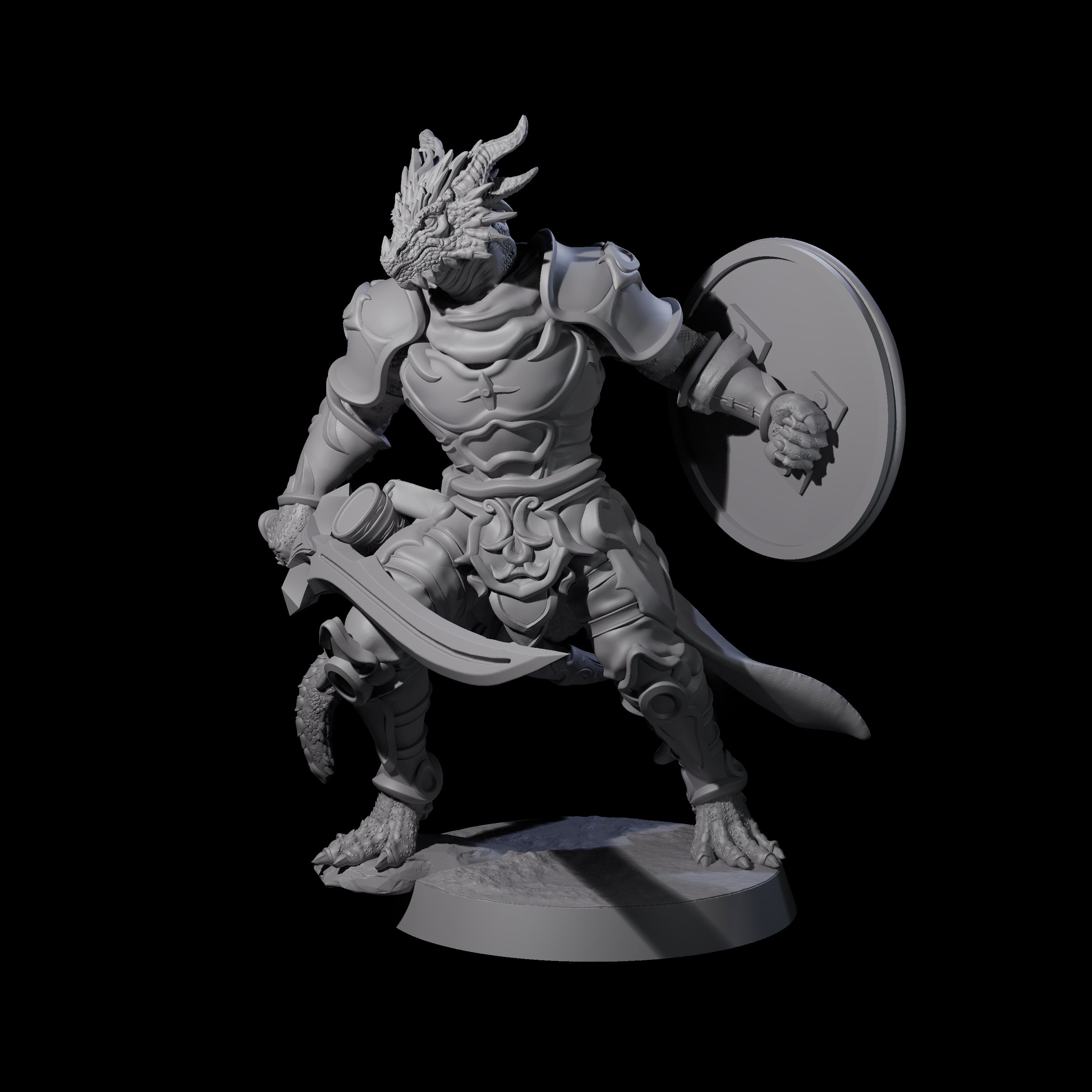 Swinging Dragonborn Flameblade B Miniature for Dungeons and Dragons, Pathfinder or other TTRPGs