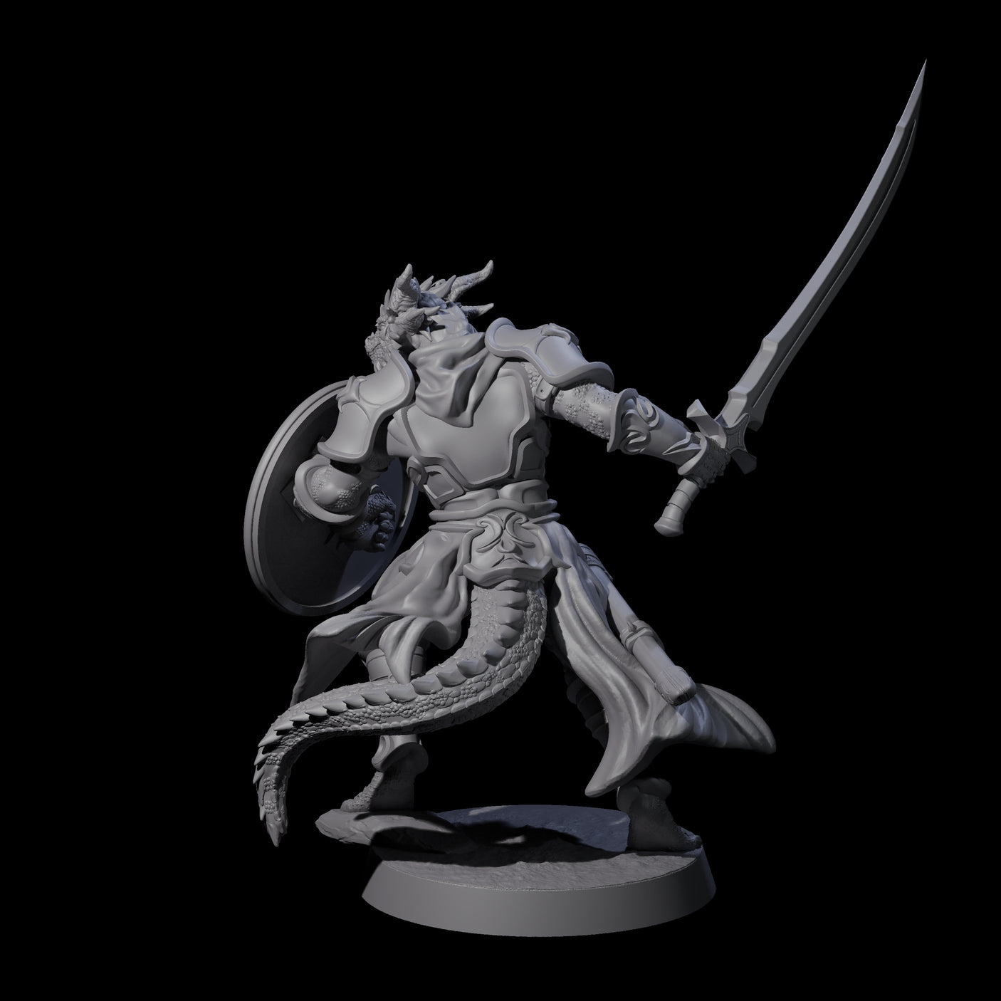Swinging Dragonborn Flameblade C Miniature for Dungeons and Dragons, Pathfinder or other TTRPGs