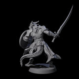 Swinging Dragonborn Flameblade C Miniature for Dungeons and Dragons, Pathfinder or other TTRPGs