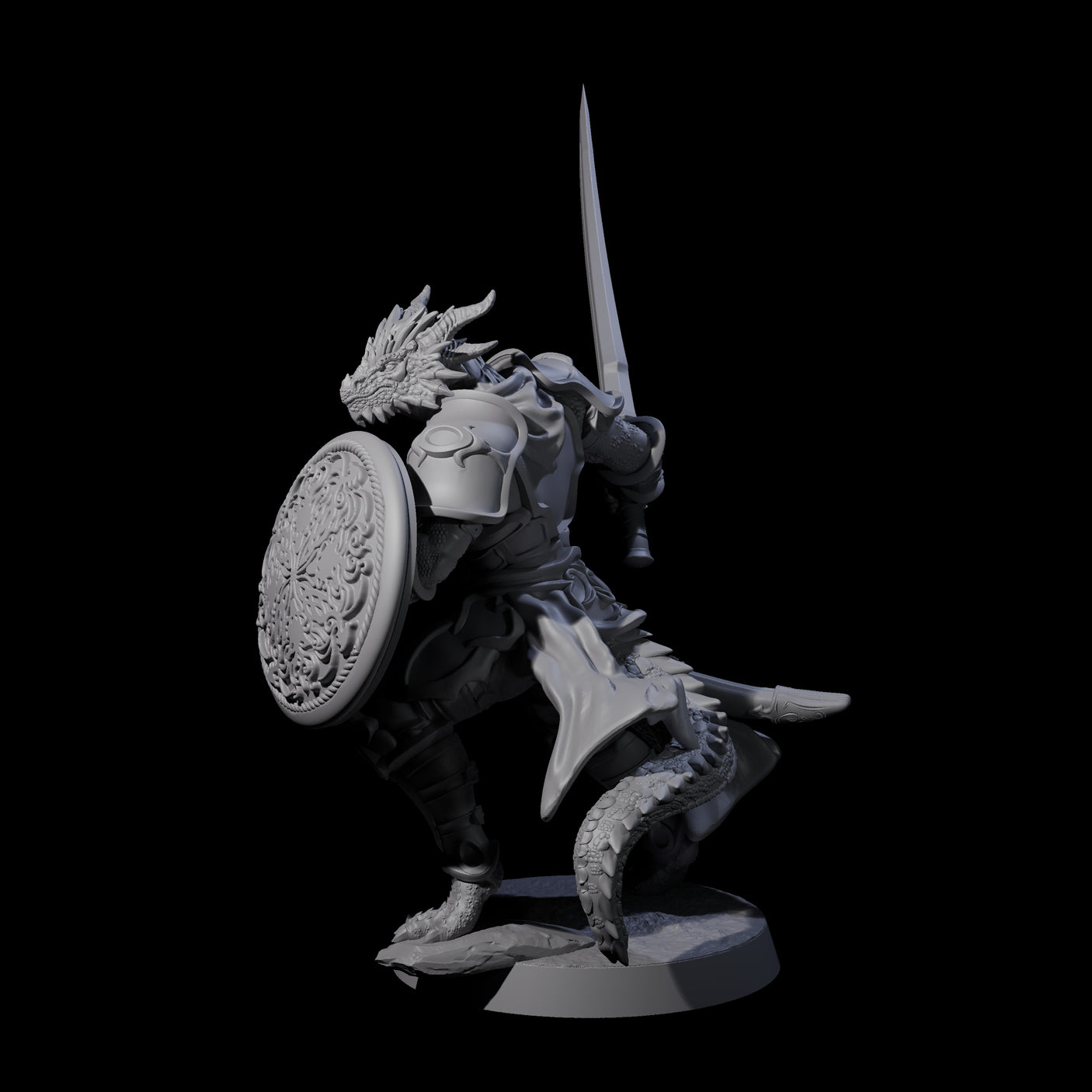 Swinging Dragonborn Flameblade C Miniature for Dungeons and Dragons, Pathfinder or other TTRPGs