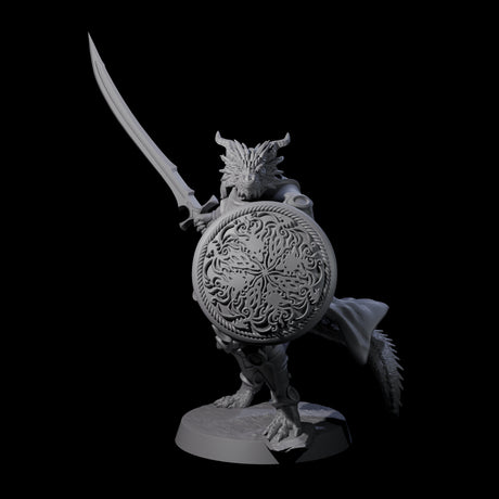 Swinging Dragonborn Flameblade C Miniature for Dungeons and Dragons, Pathfinder or other TTRPGs