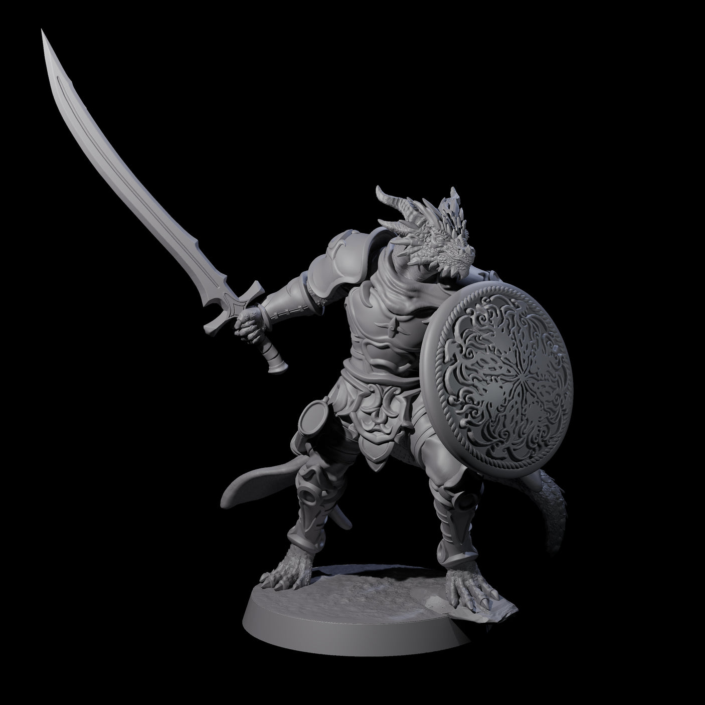 Swinging Dragonborn Flameblade C Miniature for Dungeons and Dragons, Pathfinder or other TTRPGs