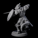 Swinging Dragonborn Flameblade D Miniature for Dungeons and Dragons, Pathfinder or other TTRPGs
