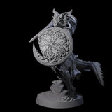 Swinging Dragonborn Flameblade D Miniature for Dungeons and Dragons, Pathfinder or other TTRPGs