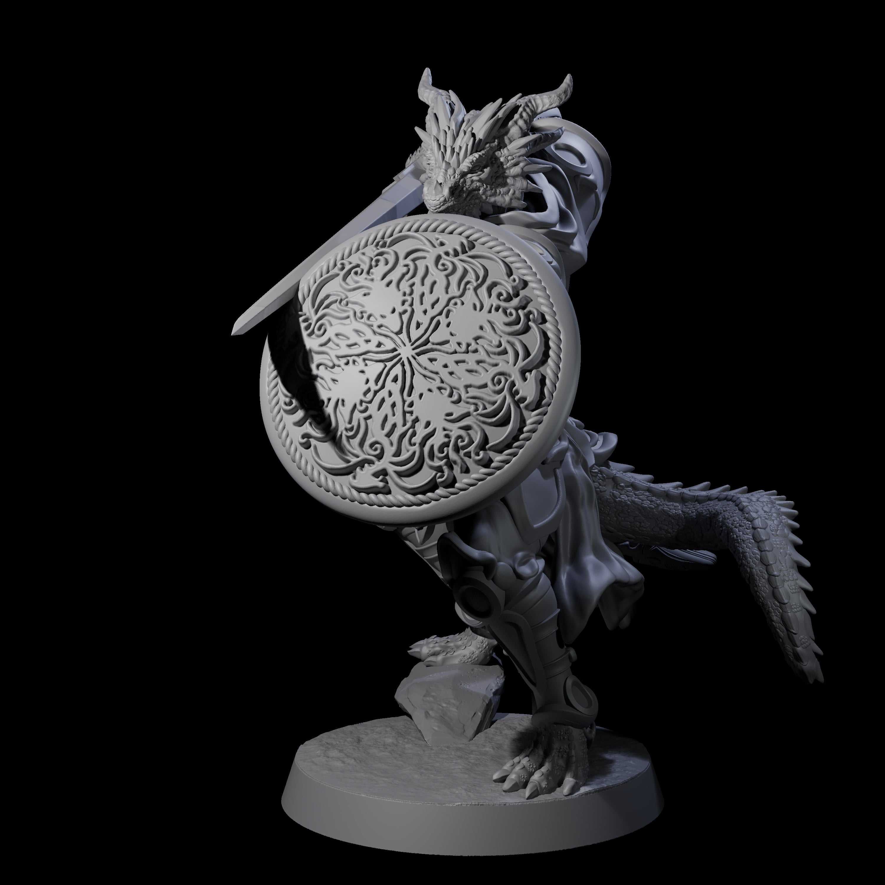Swinging Dragonborn Flameblade D Miniature for Dungeons and Dragons, Pathfinder or other TTRPGs